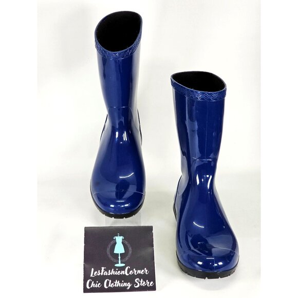 UGG Women's Navy Blue Rubber Sienna Gloss Rain Boot Size 9 2134 - Picture 2 of 15
